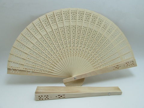 20Pcs New Chinese Wooden Sandal Fans 20cm - Click Image to Close